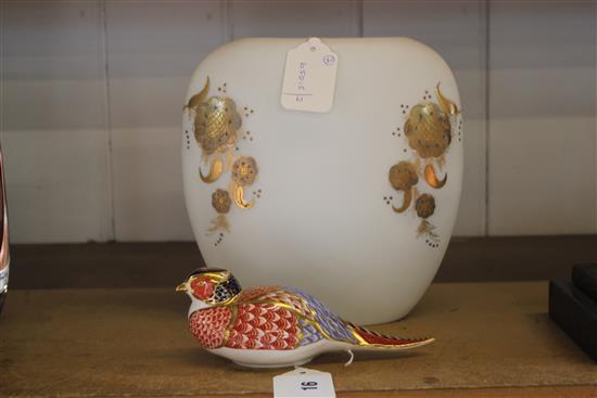 Rosenthal Studio Line gilt-decorated vase designed by Bjorn Wiinblad & a Royal Crown Derby Pheasant paperweight